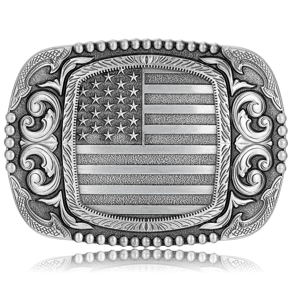 7531 Belt Buckles Western Cowboy- Vintage American Flag Patriotic Cowboy